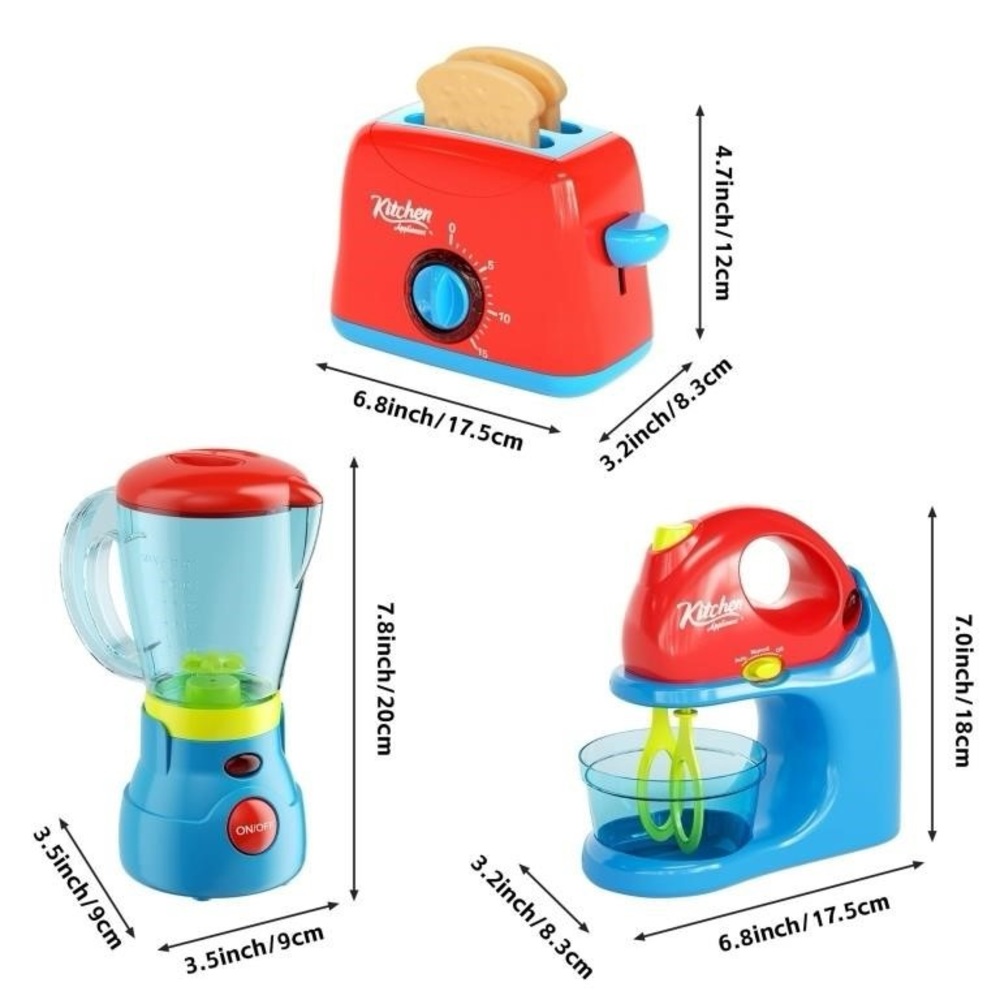 NWT Pretend Play Kitchen Appliances Toy Set with Blender,Mixer,&Toaster, w/Sound - Picture 2 of 4